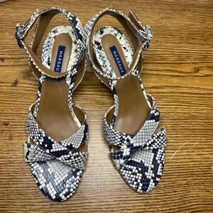 MARGAUX The City Sandal Python Embossed Leather Chunky Womens Size 38.5 N US 8